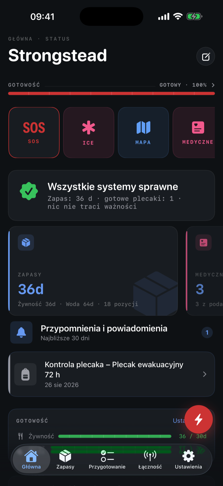 Strongstead — ciemny tryb interfejsu