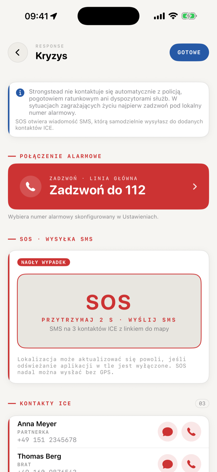Strongstead — pulpit kryzysowy i kontakty SOS